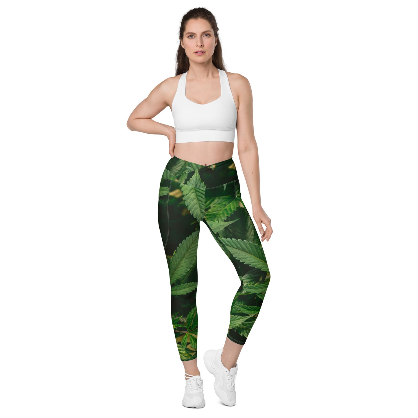 Cannabis Crossover leggings with pockets