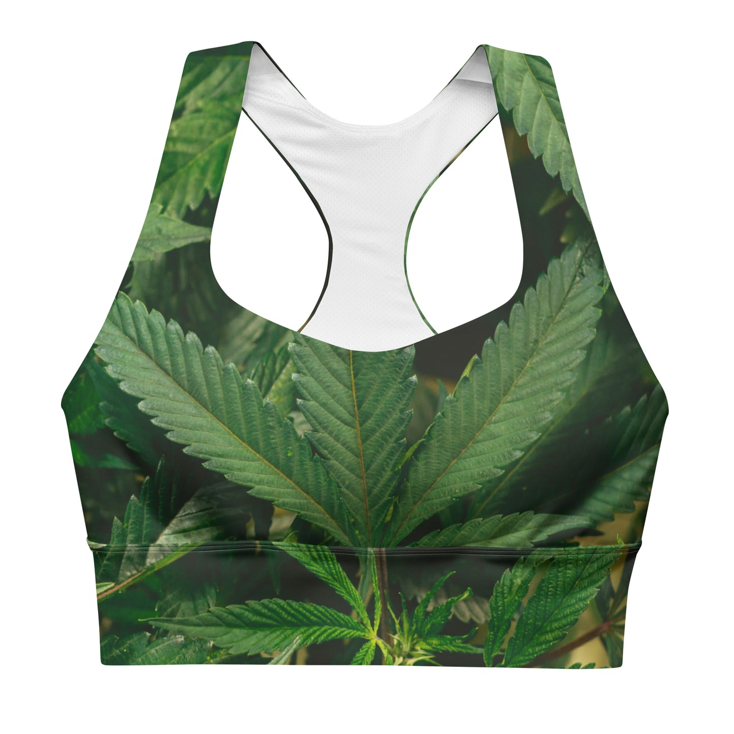 Cannabis printed Longline sports bra