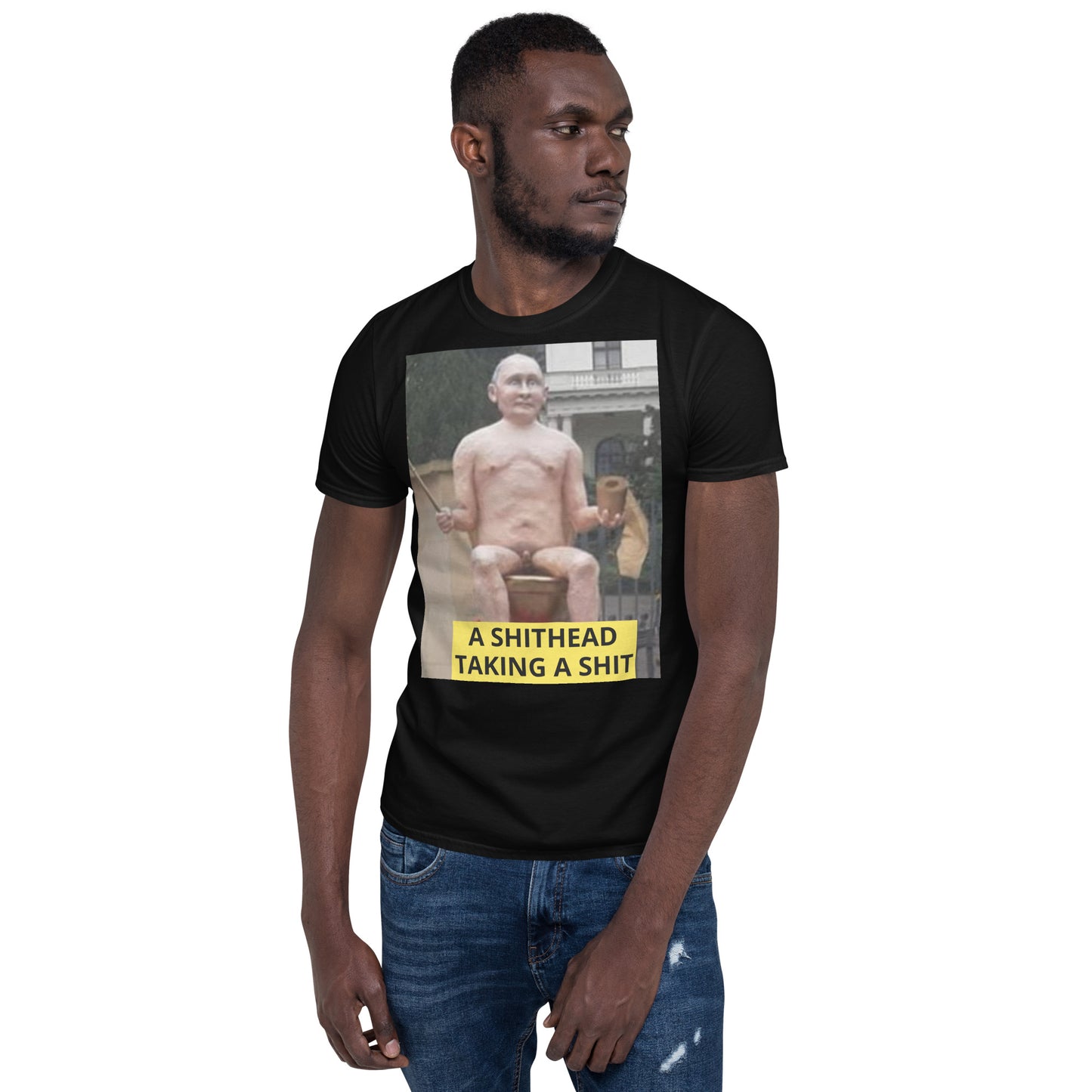 Putin - naked and taking a SH** short sleeved Tee-Shirt