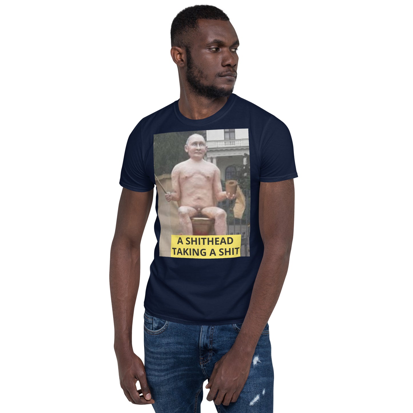 Putin - naked and taking a SH** short sleeved Tee-Shirt