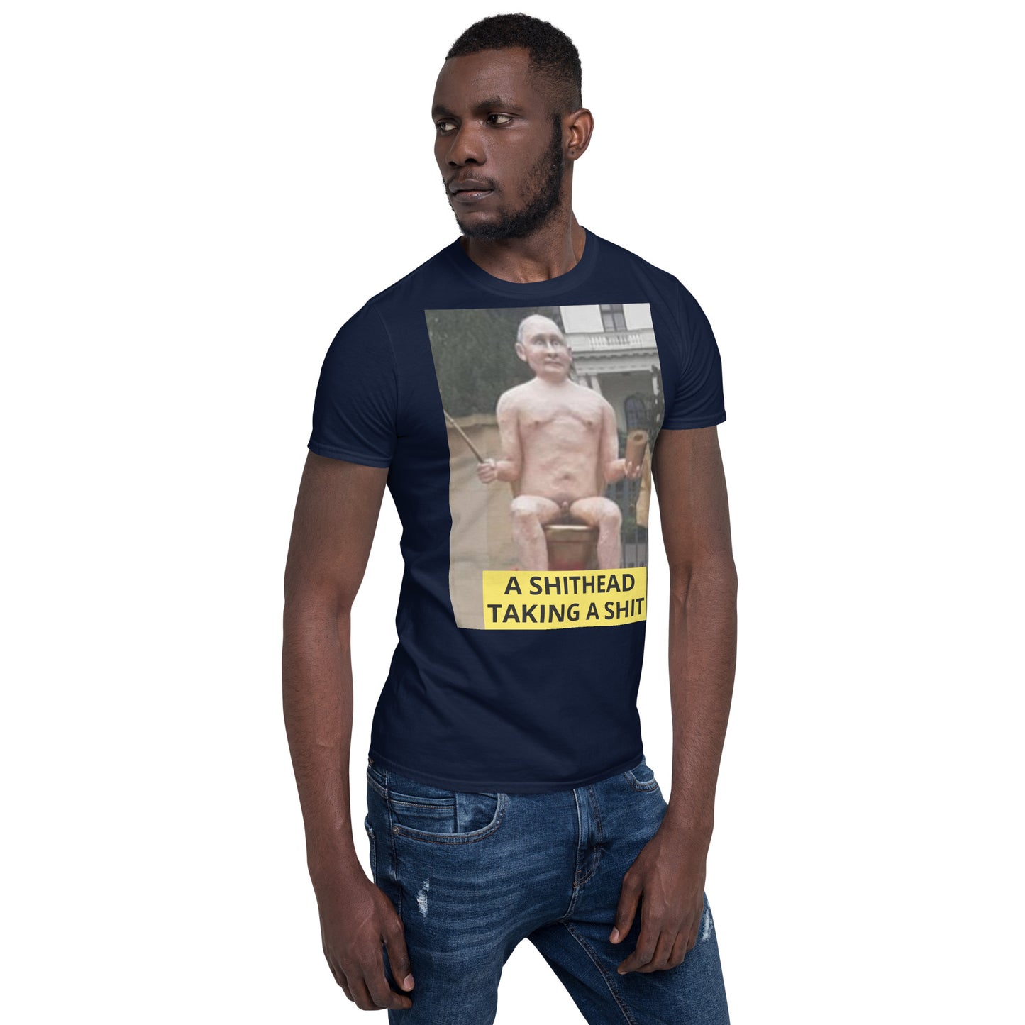 Putin - naked and taking a SH** short sleeved Tee-Shirt