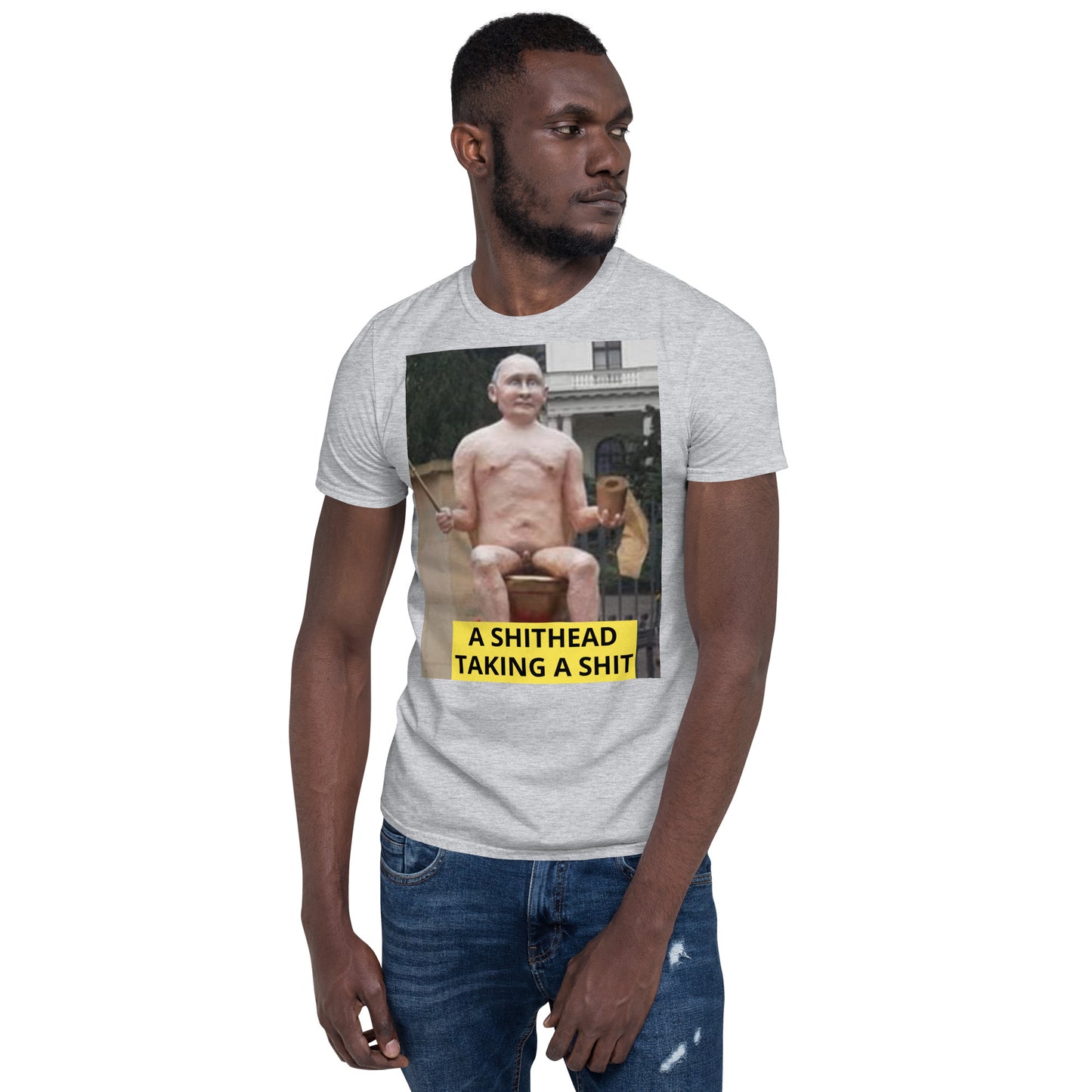 Putin - naked and taking a SH** short sleeved Tee-Shirt
