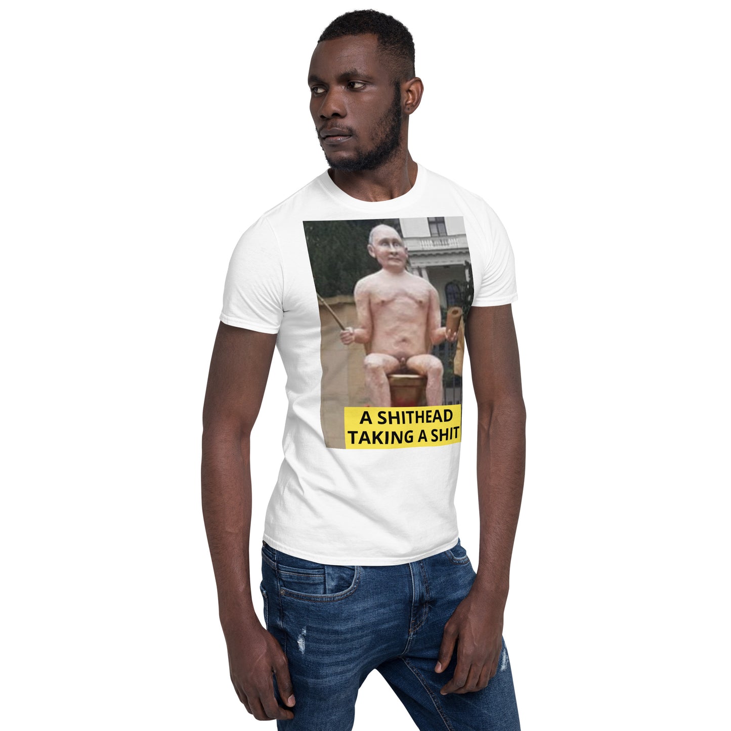 Putin - naked and taking a SH** short sleeved Tee-Shirt